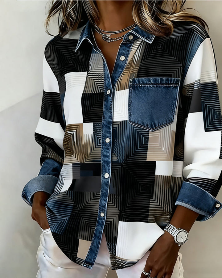Séraphine | Chemise Color Block avec Col Fashion