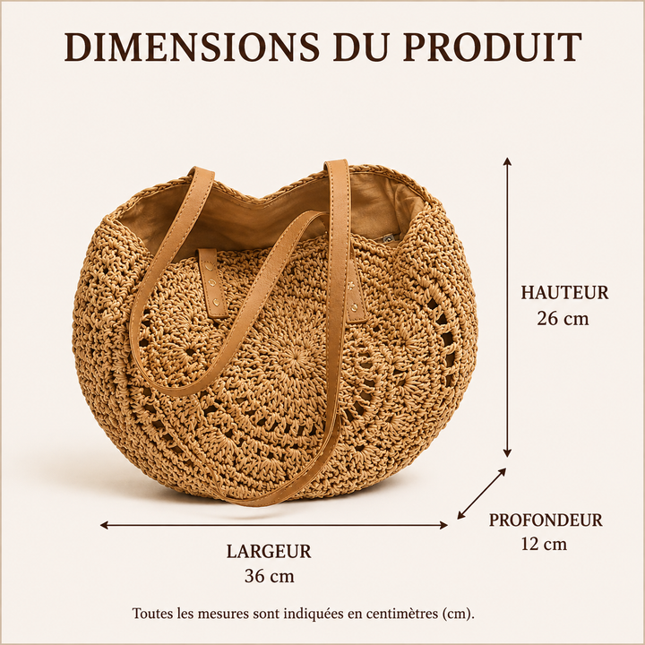 Céleste | Sac rond en paille tressée