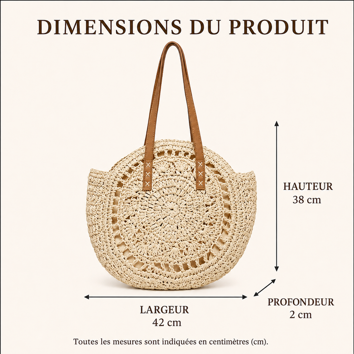 Chloé | Sac rond en paille tressée à motifs