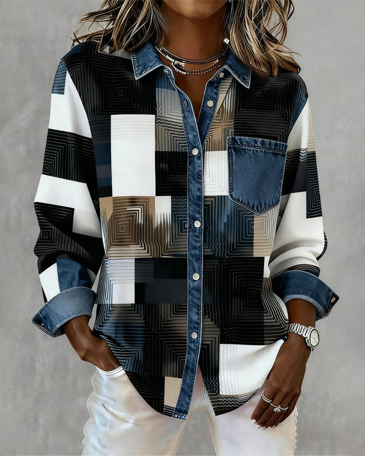 Séraphine | Chemise Color Block avec Col Fashion