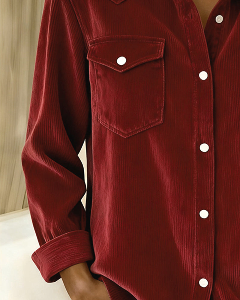Isabeau | Chemise à Manches Longues avec Revers et Patte de Boutonnage
