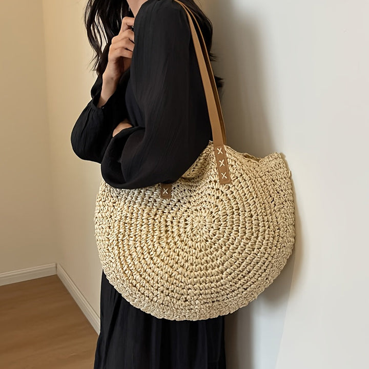 Lisa | Sac rond en paille tressée