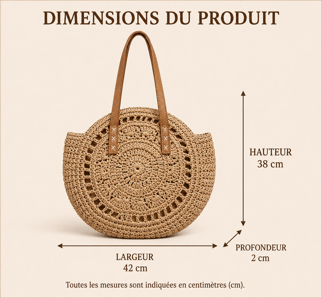 Linda | Sac rond en paille tressée