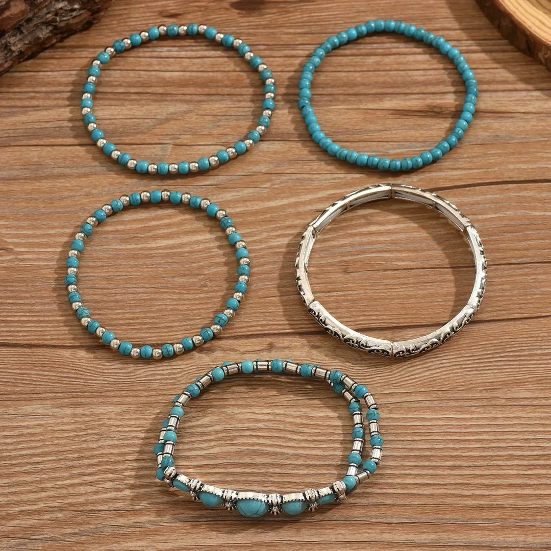 Maëlys™ — Bracelet multi-rangs turquoise raffiné