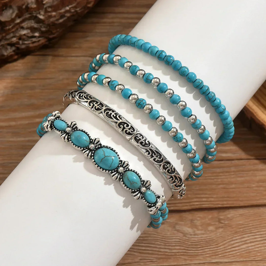 Maëlys™ — Bracelet multi-rangs turquoise raffiné
