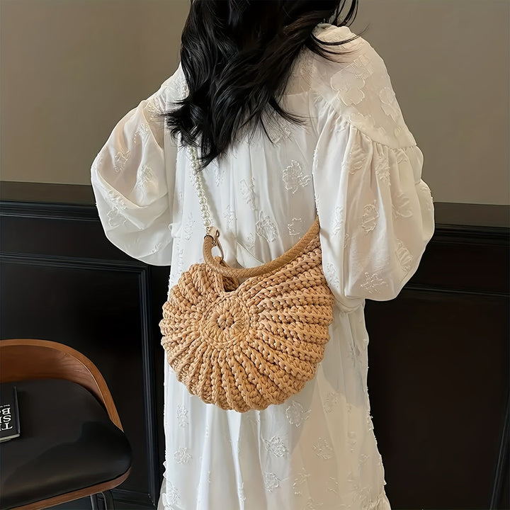 Manon | Sac fourre-tout tissé avec bandoulière à chaîne