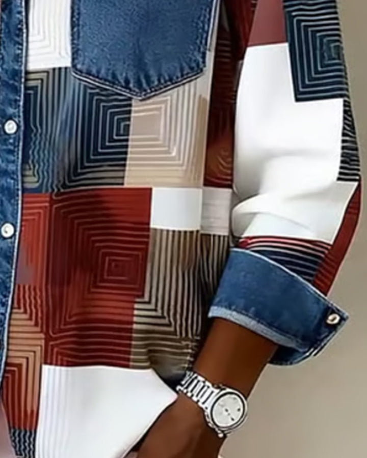 Séraphine | Chemise Color Block avec Col Fashion