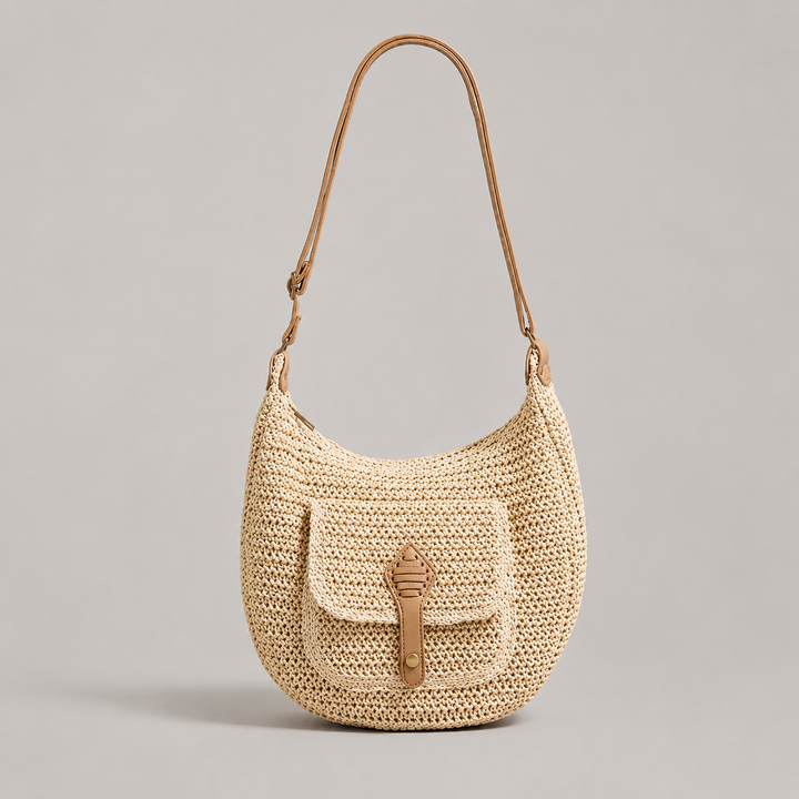 Valentina | Sac à bandoulière tissé beige